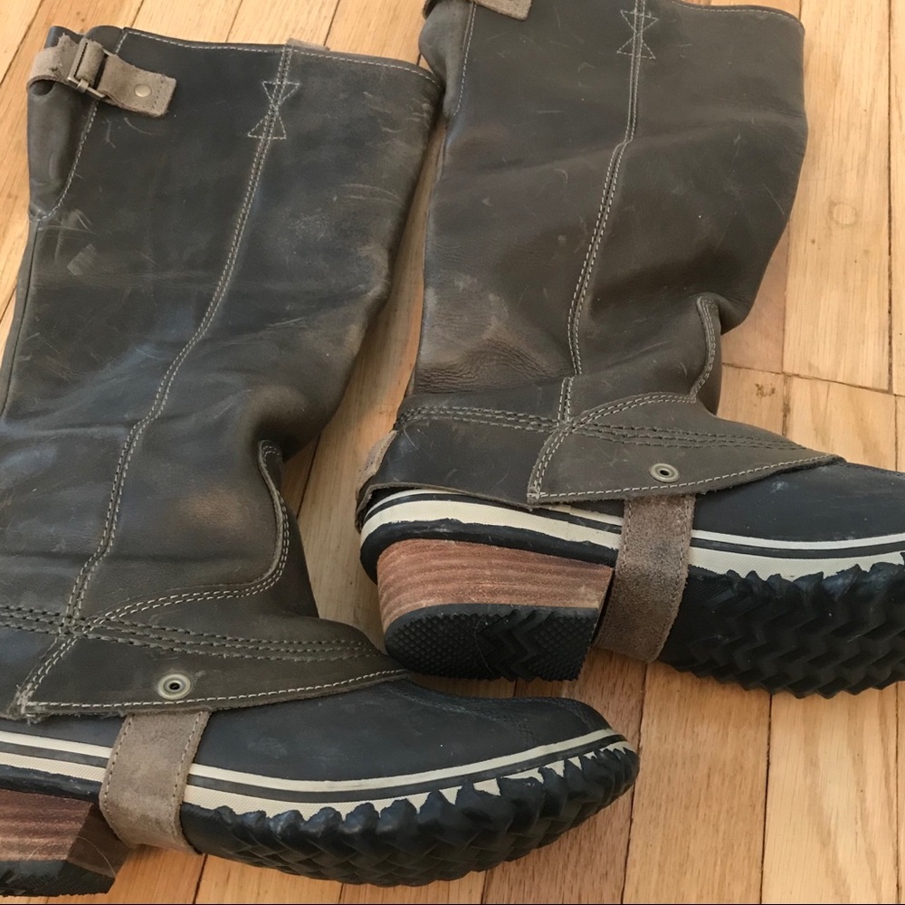 Sorel Slimpack Riding Boots Size 6.5 in Shale Gray